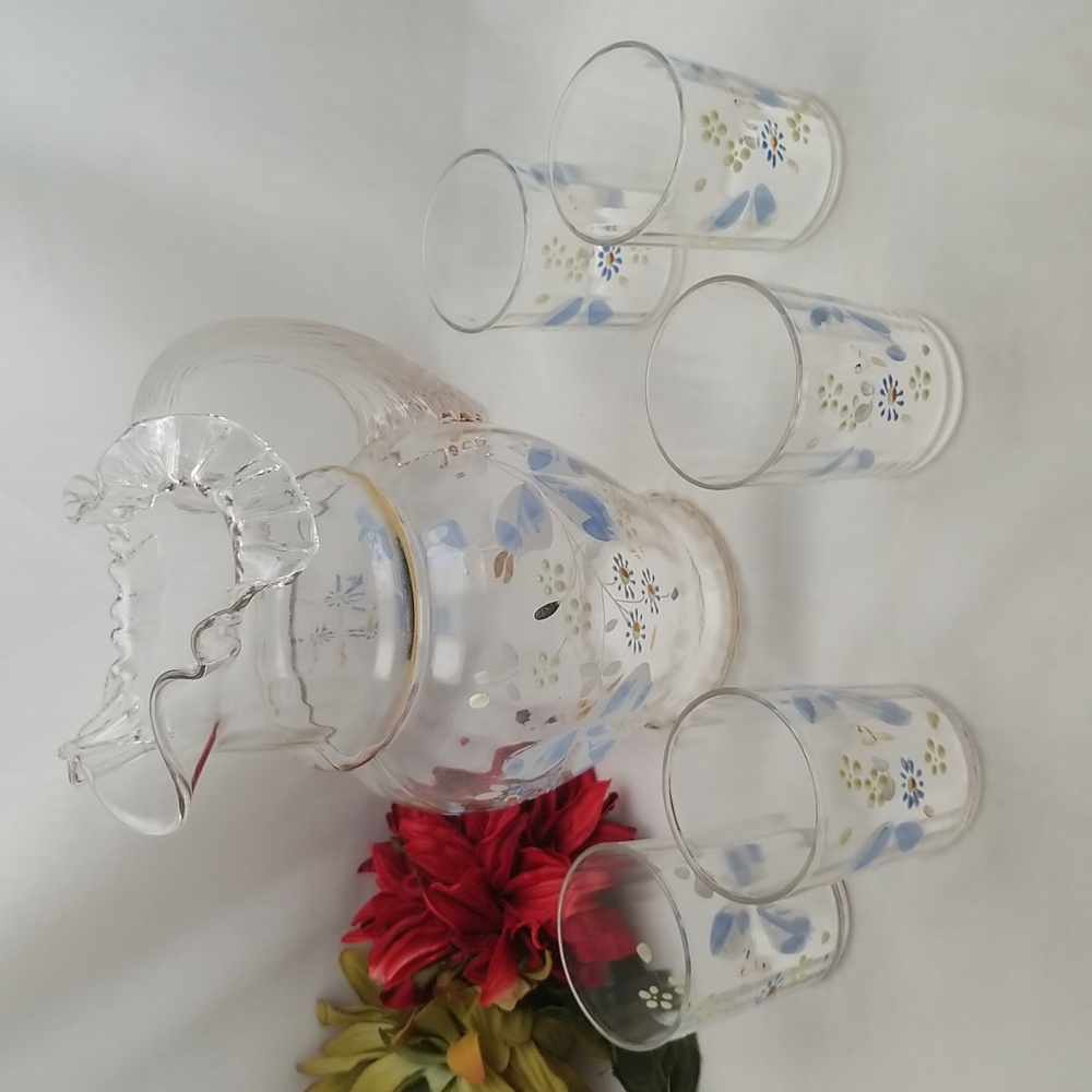 Victorian Bohemian Pitcher & Glasses Set